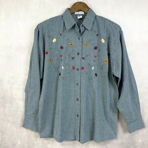 Maggie‎ Max Women Button Up Top Medium Prairie Grannycore Cottagecore Folk Farm